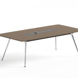 Conference Table / Meeting Table (MY-01H24) Teak & Charcoal Grey, Silver Legs