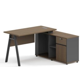 Office Desk / Staff Desk (MY-02F14B) Teak & Charcoal Grey