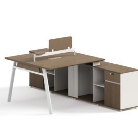 Office Desk / Staff Desk / Divider / Office Group (MY-03F14B) Teak & White