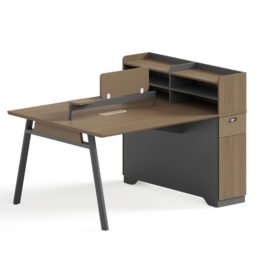 Office Desk / Staff Desk / Divider (MY-05F15B) Teak & Charcoal Grey