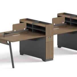 Office Desk / Staff Desk / Divider / Office Group (MY-05F15B+A) Teak & Charcoal Grey