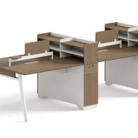 Office Desk / Staff Desk / Divider / Office Group (MY-05F15B+A) Teak & White