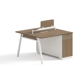 Office Desk / Staff Desk / Divider (MY-06F12B) Teak & White